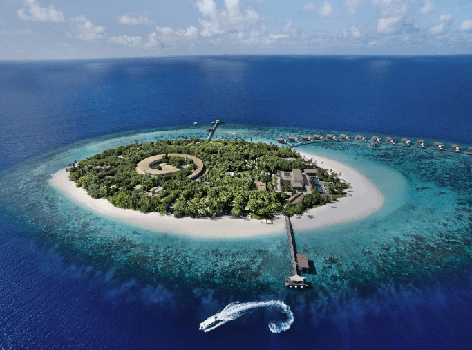 An arial view of the Hyatt Maldives Hadahaa