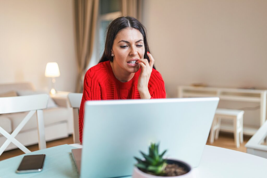 Woman looking at computer