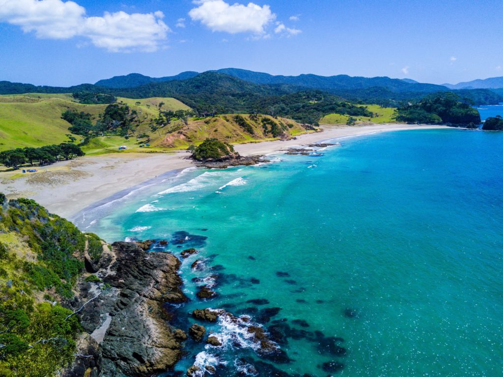 Mountains and turquoise water