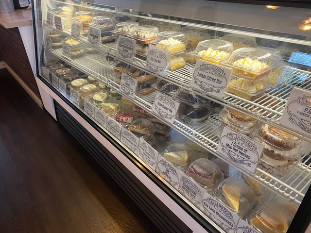 Bakery case filled with desserts