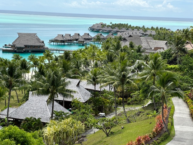 Island view with over the water bungalows.