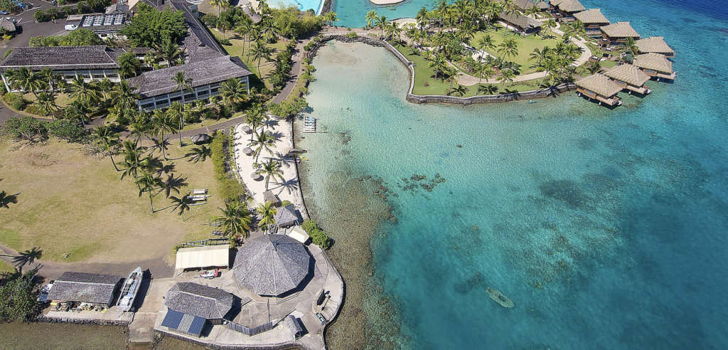 aerial view of resort in Tahiti