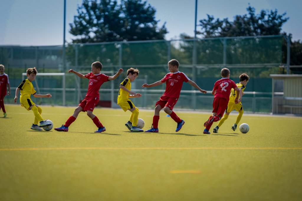 Children playing soccer