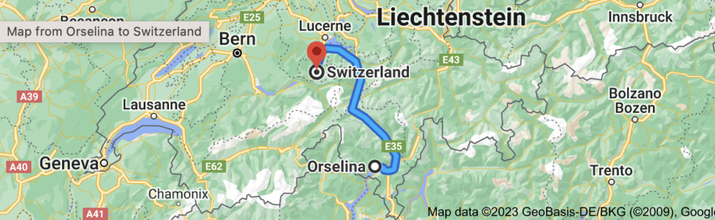 Screenshot map of Switzerland