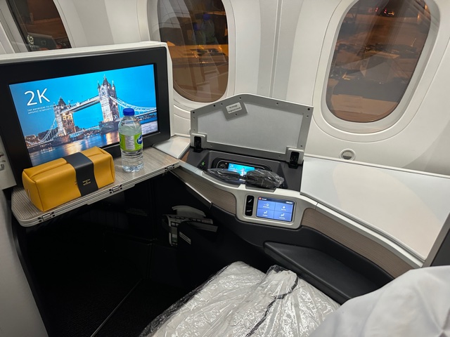 Business class seat with tv