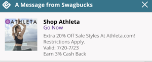 Screenshot of Athleta offer