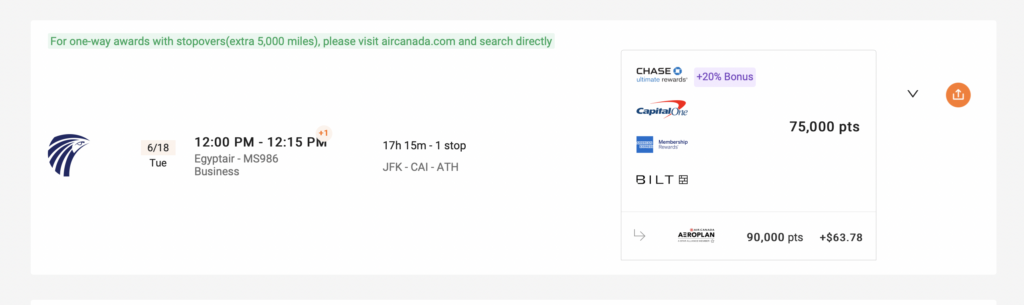 Favorite search engines for award travel, screenshot points yeah site
