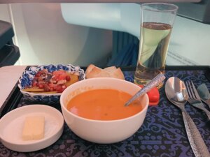 klm business class appetizer 