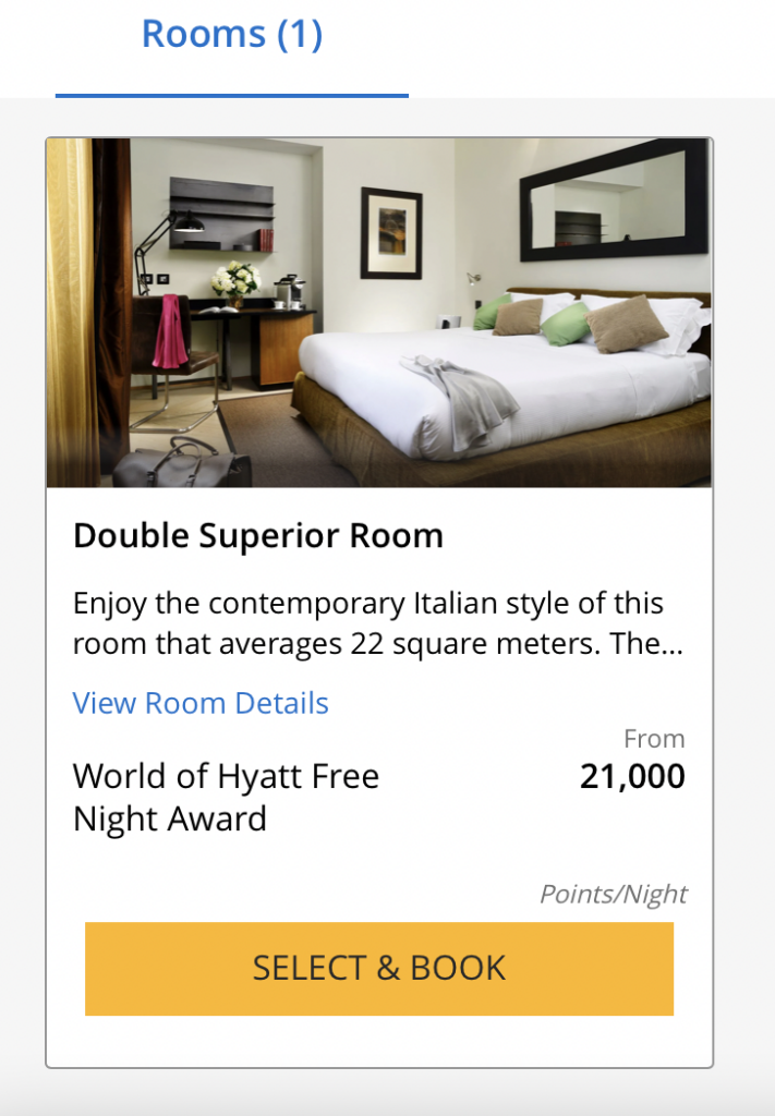 Screenshot hotel room cost