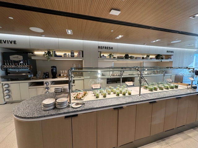 Airport lounge counters with food