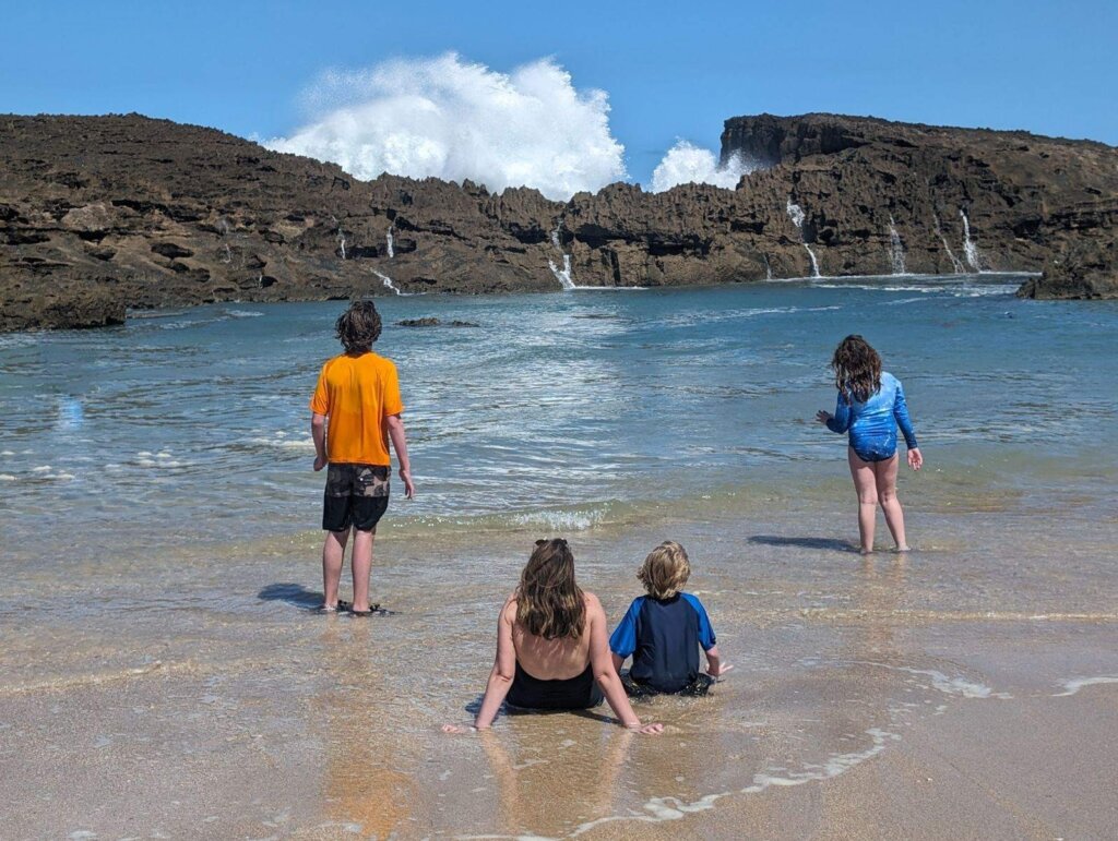 family at a beach