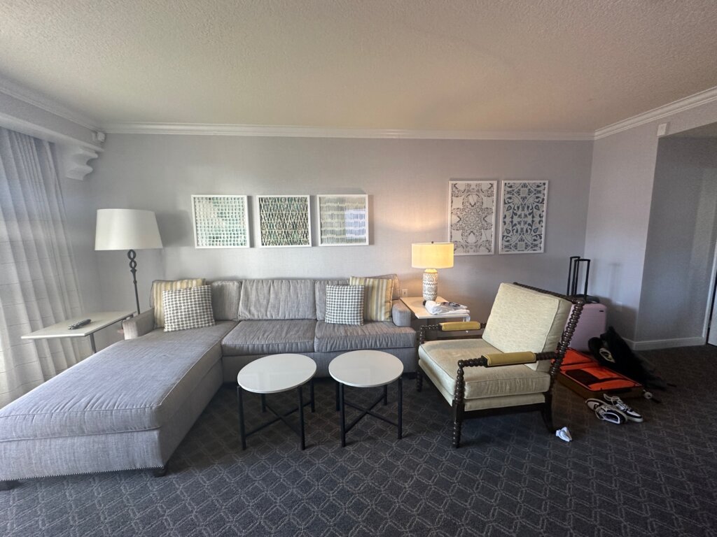 Living room area of hotel suite