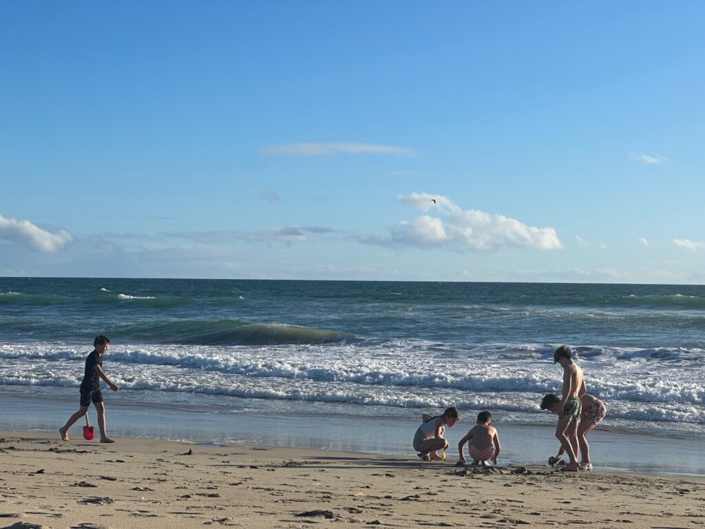 Children playing on beach.