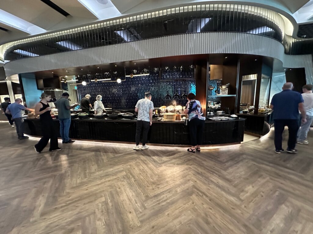 Food buffet in airport lounge