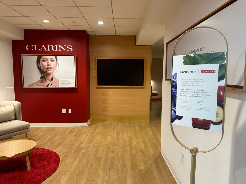 Clarins treatments at lounge