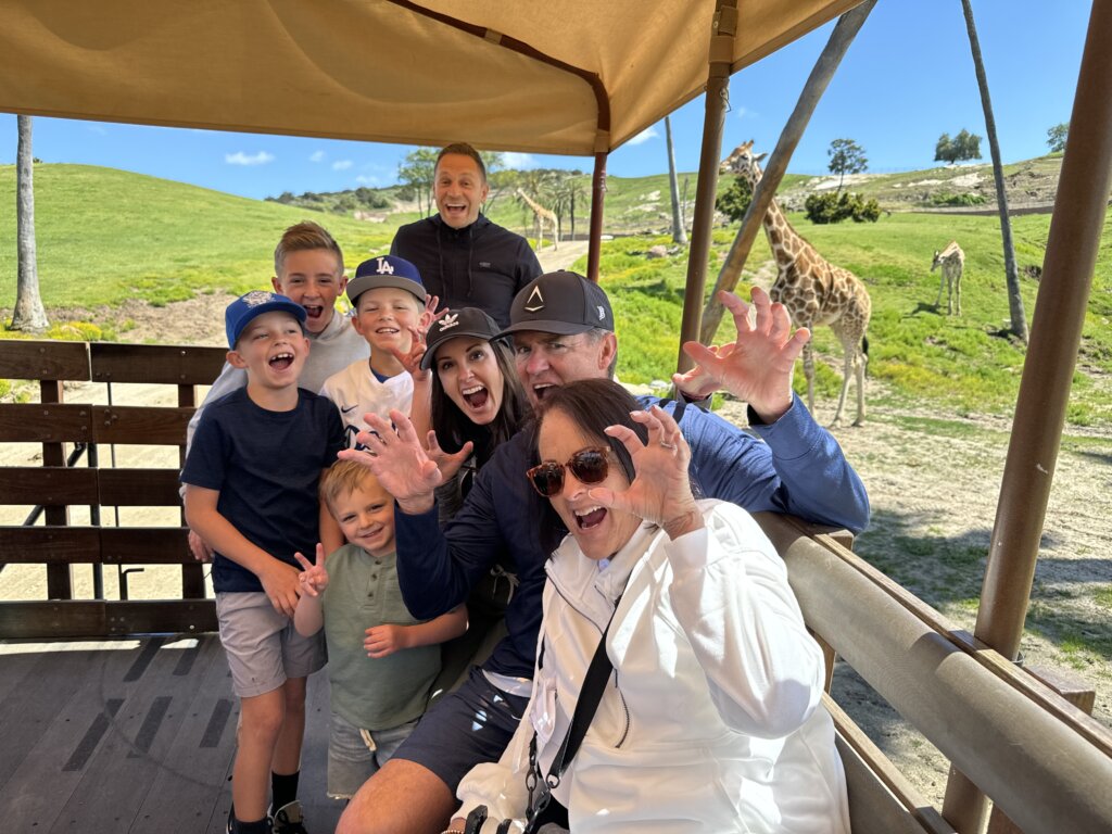 Family pretending to be lions.