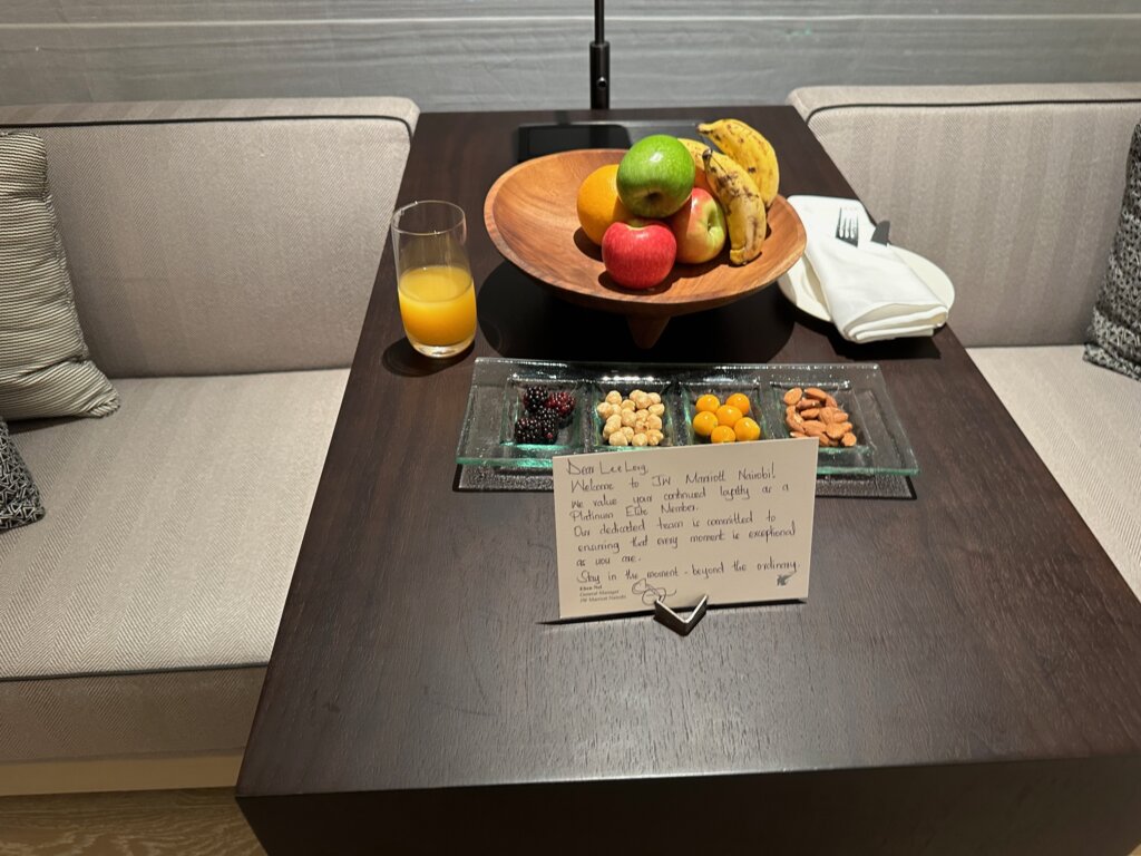 Fruit and treats on a table