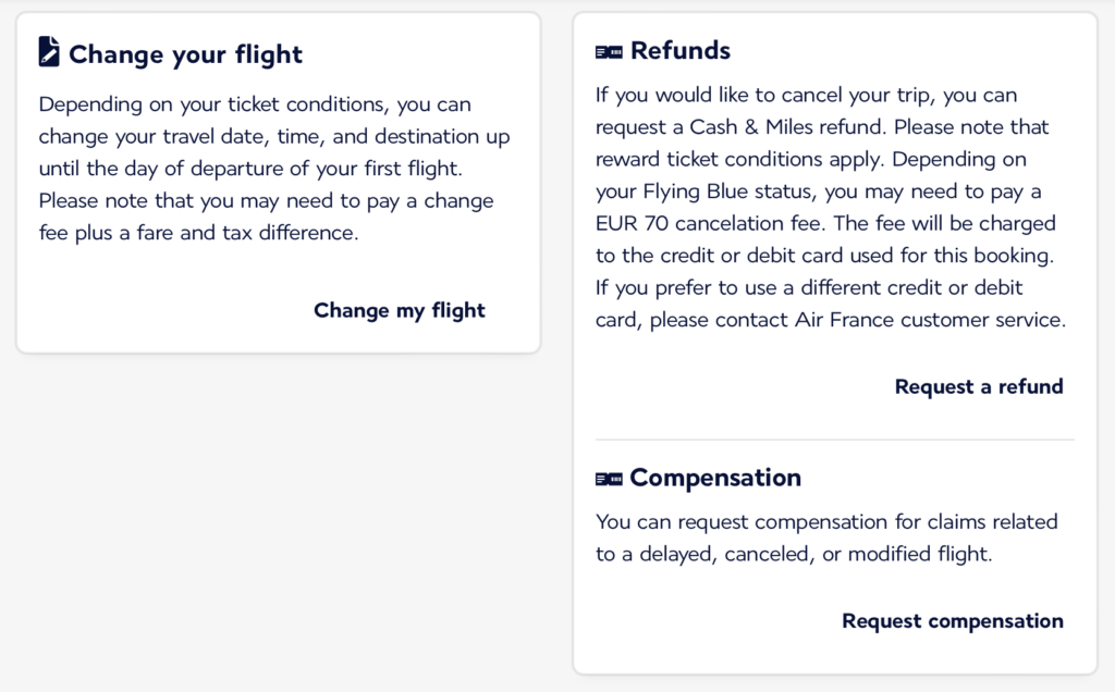 Air France Airline change and cancellation policy