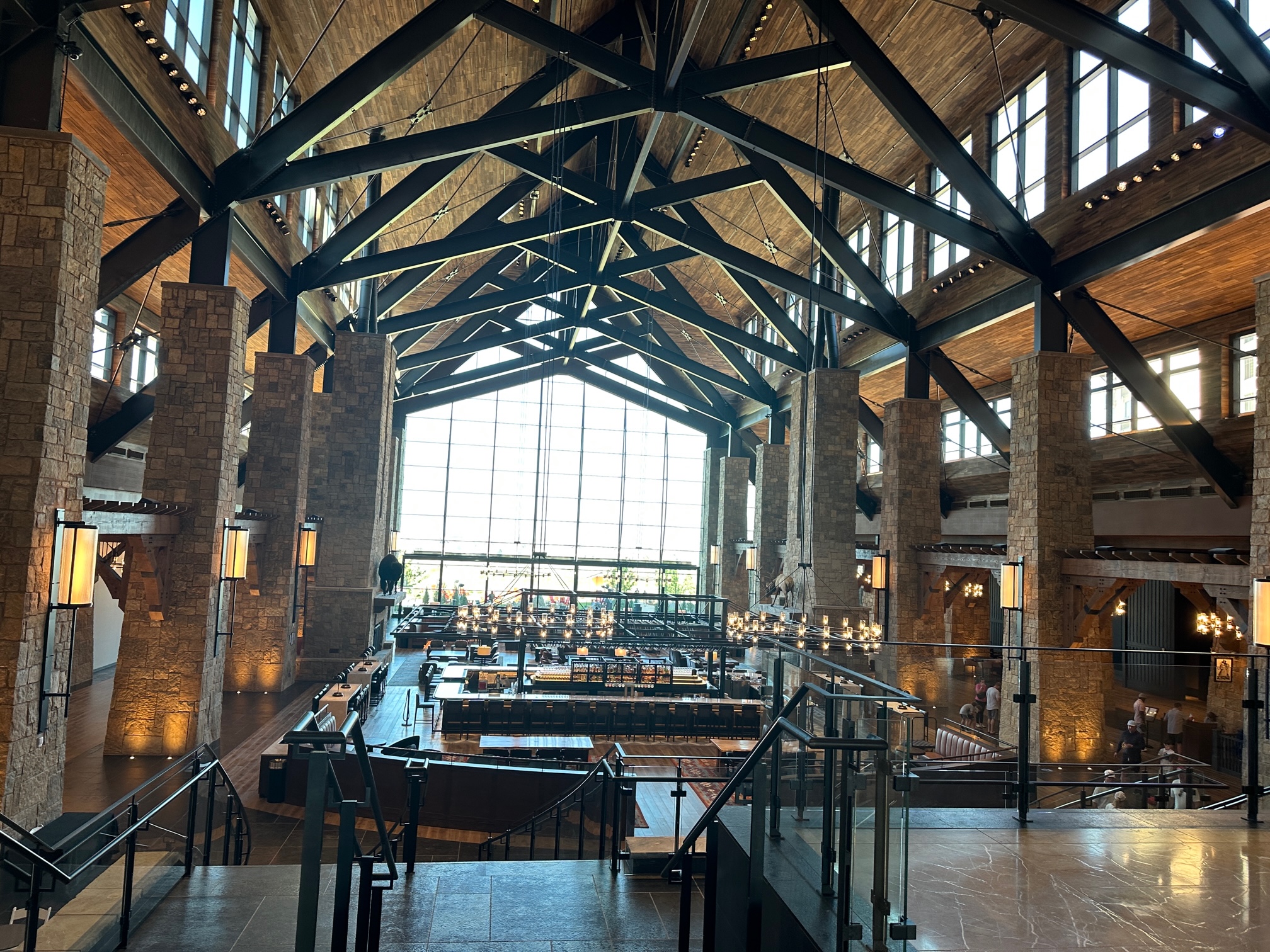 Hotel Lobby with large beams