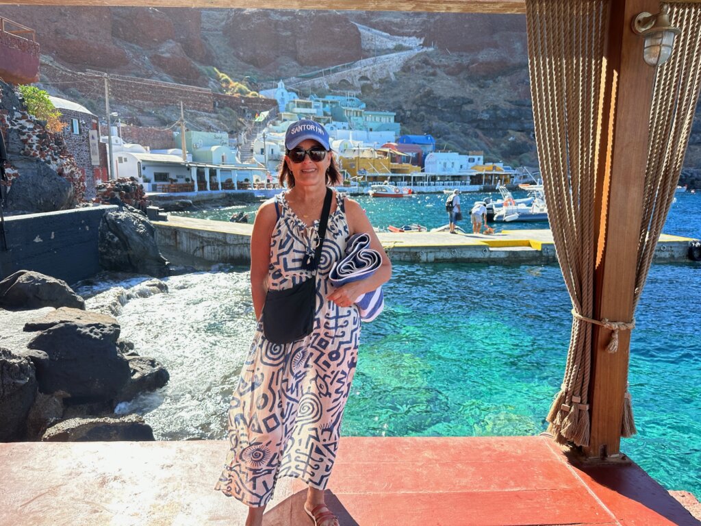 Woman standing in front of bay