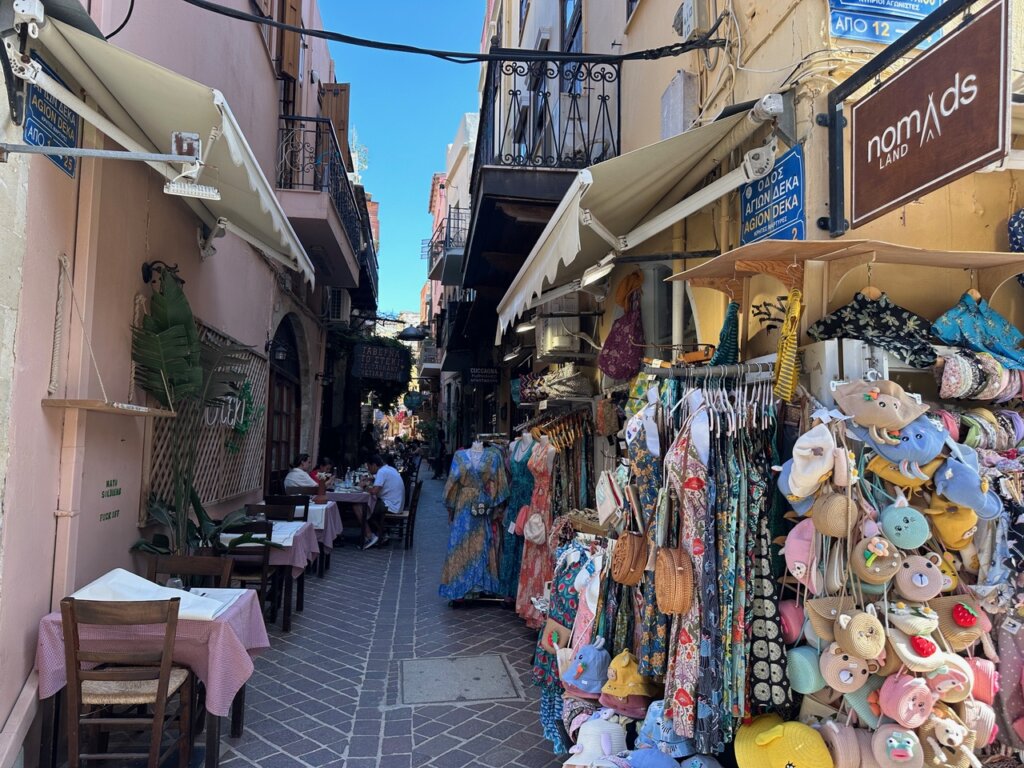 Alleyway with restaurants, shops