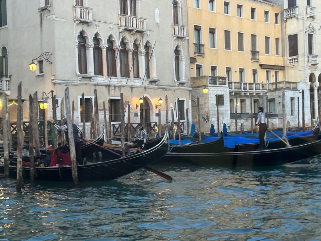 Canal city with gondolas