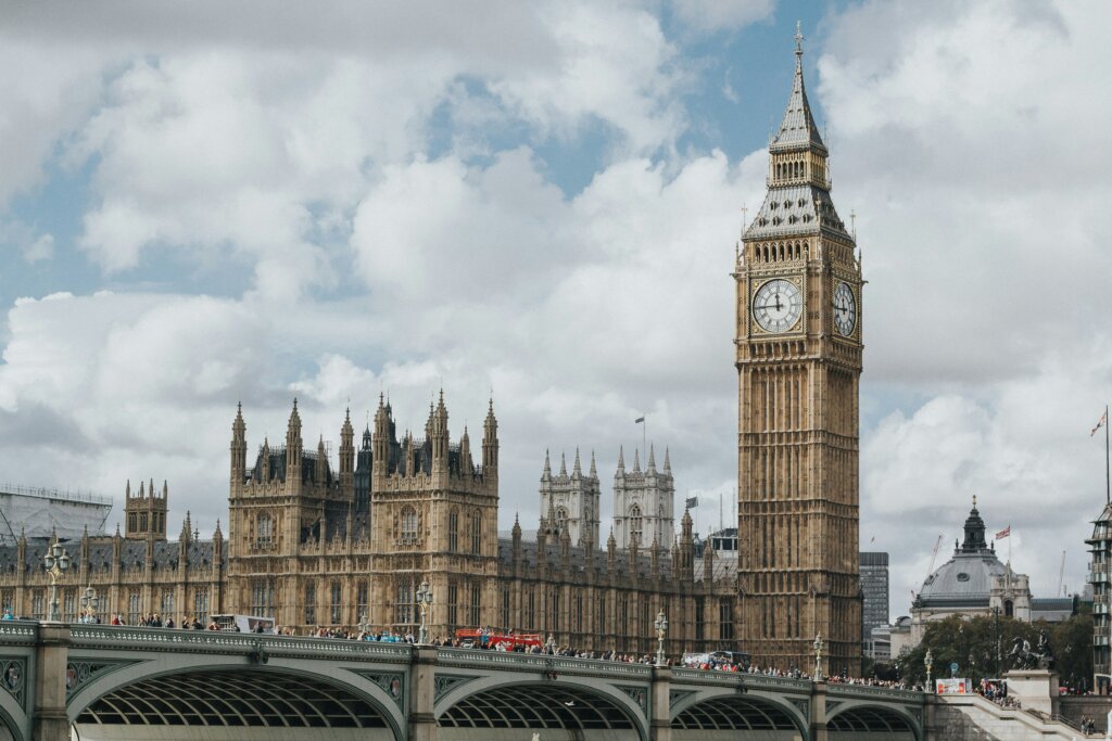 Large tower with clock on it