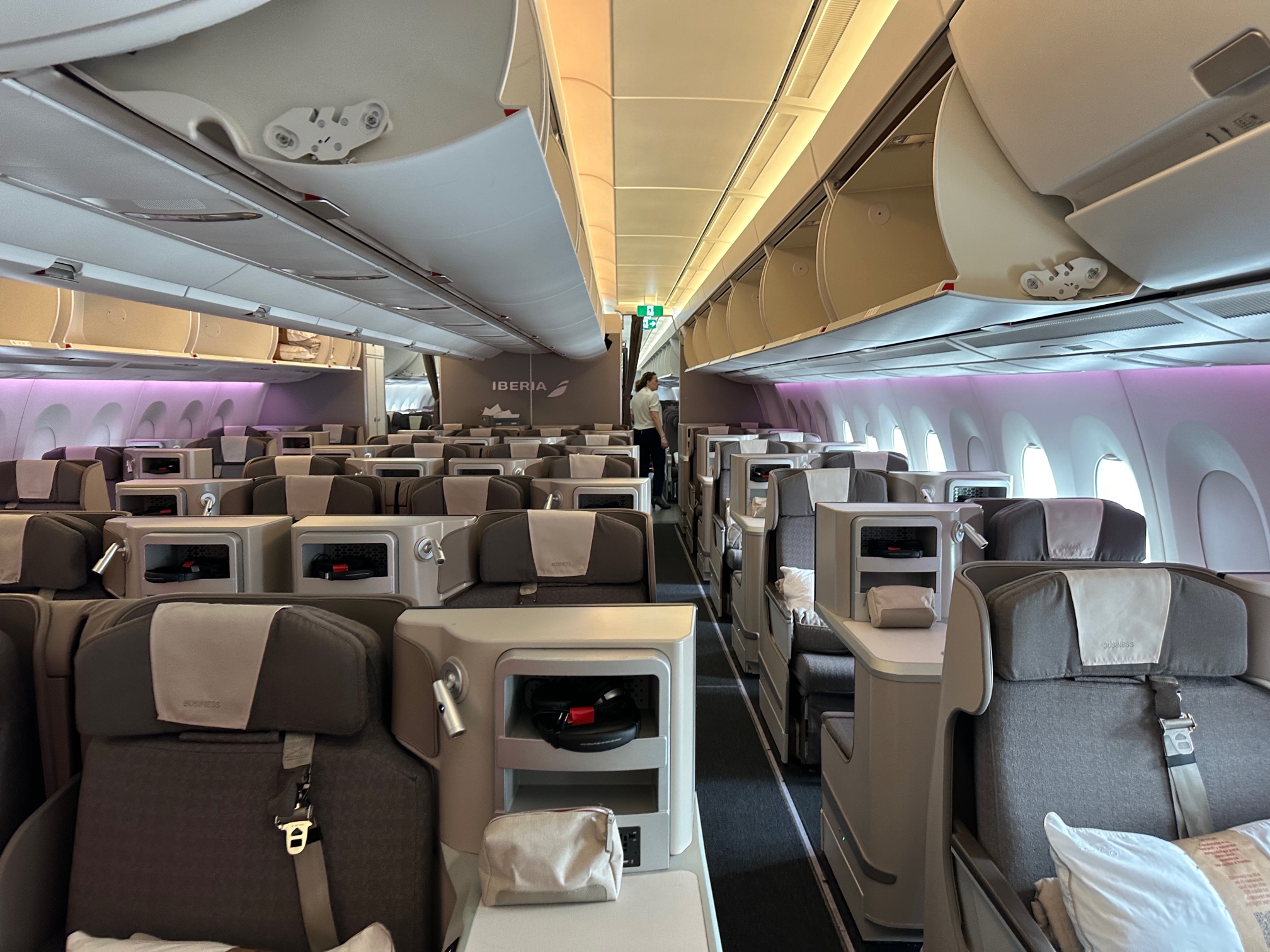 Business class area on airplane