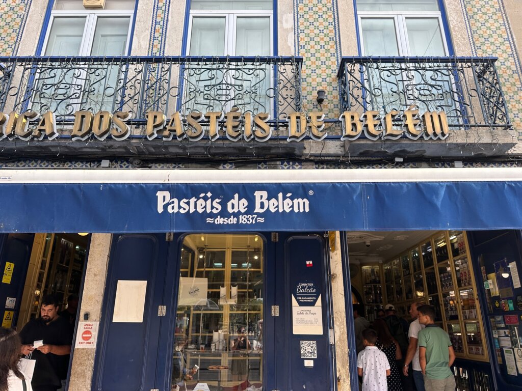 Store with blue awning